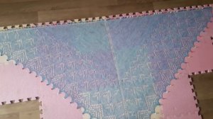 Ажурная Шаль спицами из кидмохера и хаапсалу «Зимний Вечер» готовая работа