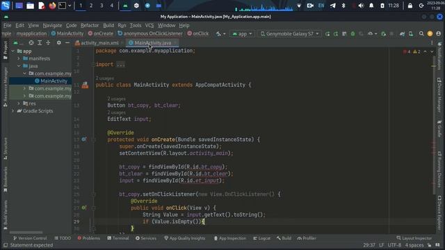 Create Copy And Clear Button in Android Studio with Java смотреть онлайн