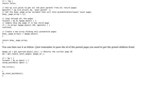 Wordpress: Get only the grandchildren, not the direct children of page/current page? смотреть онлайн