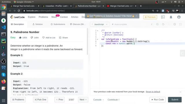 Solving "Palindrome Number" from LeetCode ( Easy ) - Problem solving in JS смотреть онлайн