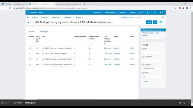 Update of "Multiple descriptions + FAQ" add-on v4.1.0 for CS-Cart and Multi-Vendor смотреть онлайн