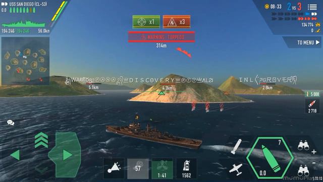 (Battle of Warships) USS San Diego, nightmare of all ships!! смотреть онлайн