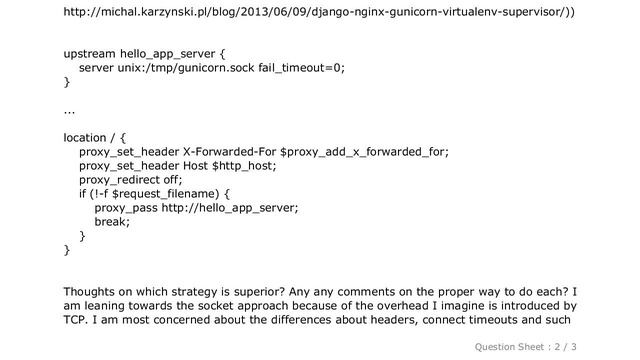 Django : gunicorn + nginx: Server via socket or proxy? смотреть онлайн