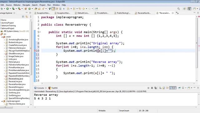 Reverse Array java code || Automation Testing Full course #7 || Software Testing by Sumit смотреть онлайн