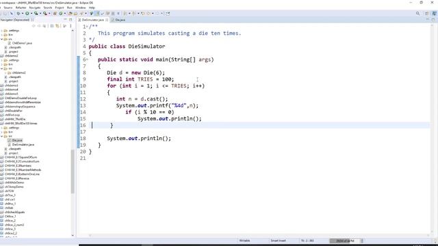 Java, ch 6, random number roll a die 100 times, use for loop to display results. смотреть онлайн