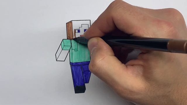 Coloring page a Minecraft Steve with pickaxe смотреть онлайн