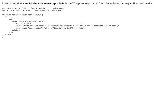 Wordpress: How to add a description to the user name input field in the registration form? смотреть онлайн