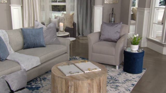 Inspire Me! Home Decor 17" Round Velvet Ottoman w/ Embroidery on QVC смотреть онлайн