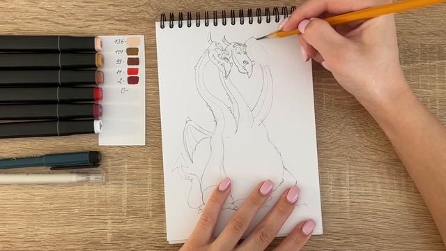 Как нарисовать Горыныча карандашом и скетч маркерами | Рисунок для детей, поэтапно и легко смотреть онлайн