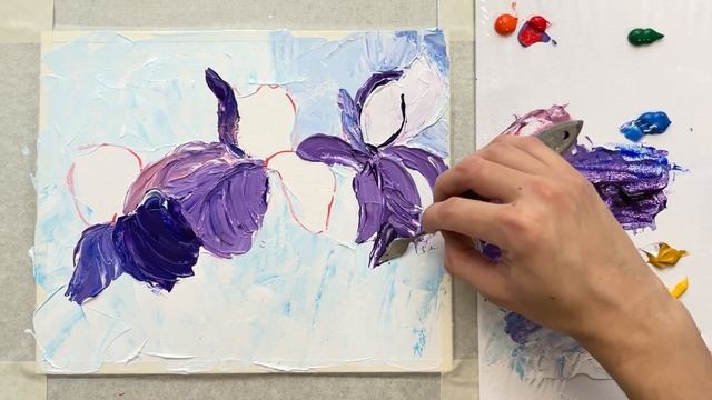 Ирисы Мастихином / Мастер Класс по рисованию акрилом смотреть онлайн