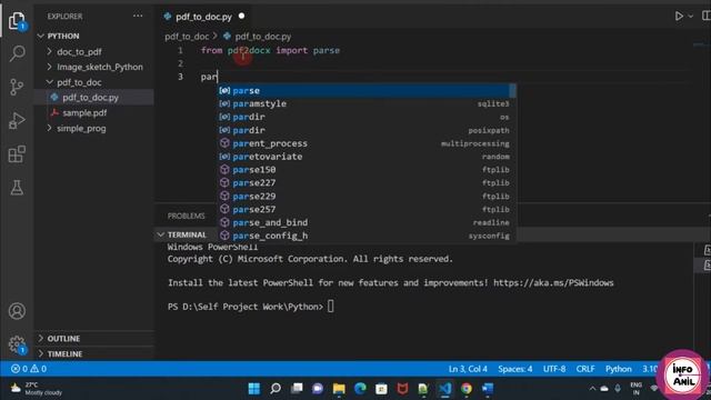 Pdf file to doc file using Python Programming | pypdf2docx | Infoanil смотреть онлайн