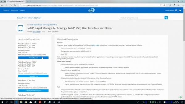 Intel Management Engine Driver for Windows 7*, 8.1*, 10  V: 11.7.0.1068 &Intel® RST 16.0.2.1086