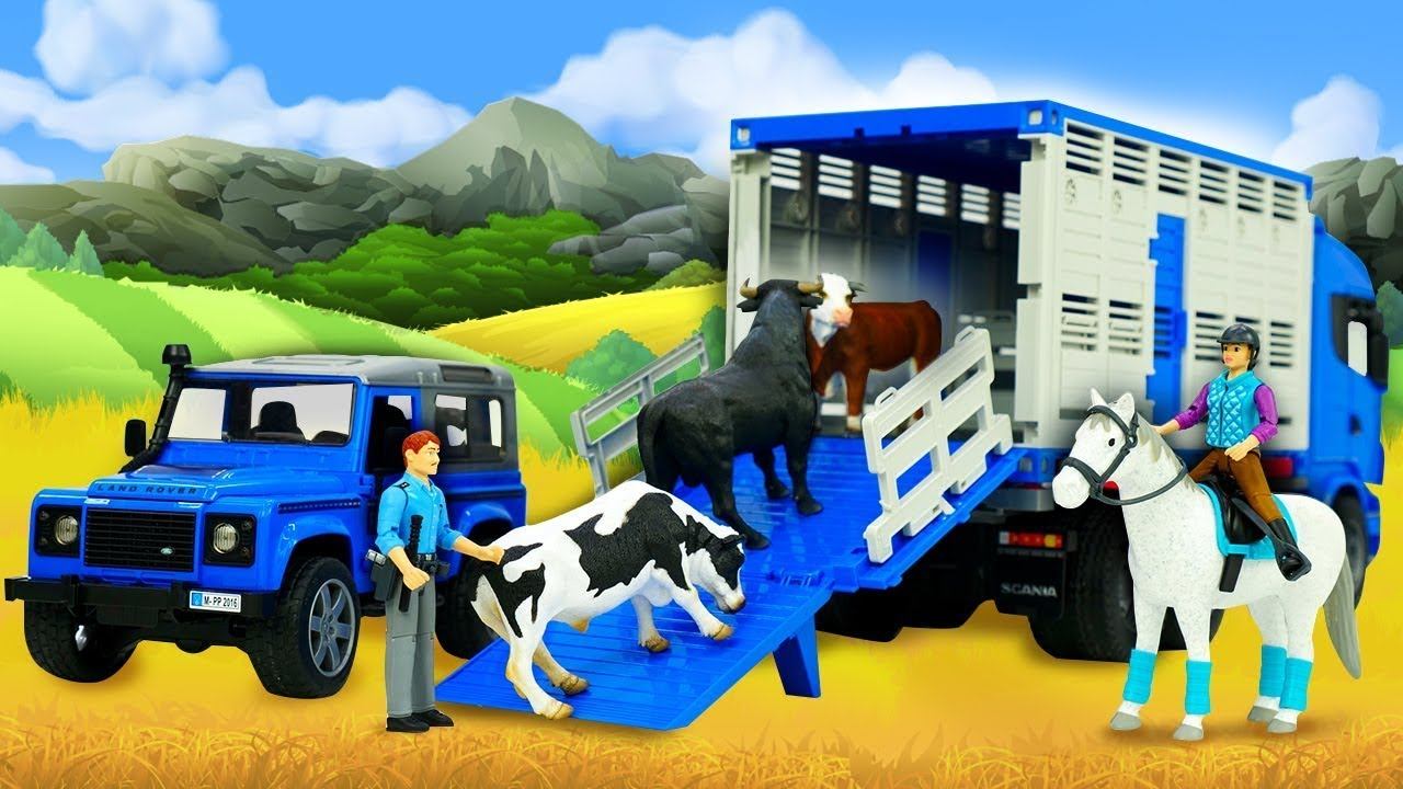 Машинки-помощники и куклы: с фермы сбежали животные. Видео для детей смотреть онлайн