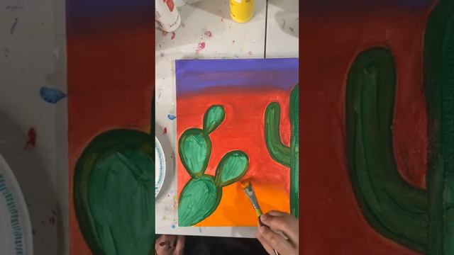 Cactus sunset painting tutorial part 1 смотреть онлайн