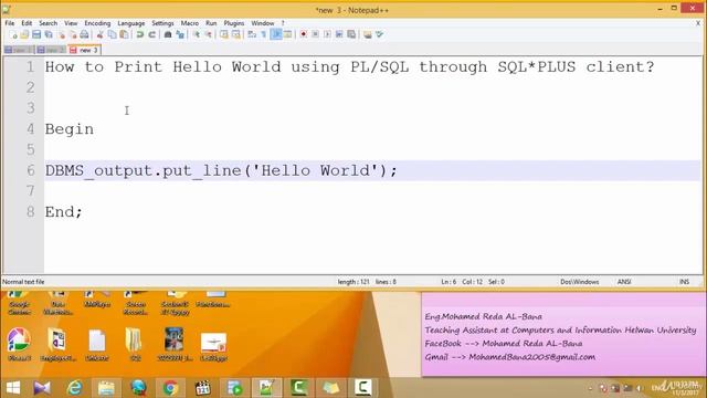 دورة ORACLE الحلقة 48 # Print Hello world Using PL/SQLl Through SQL*PLUS смотреть онлайн