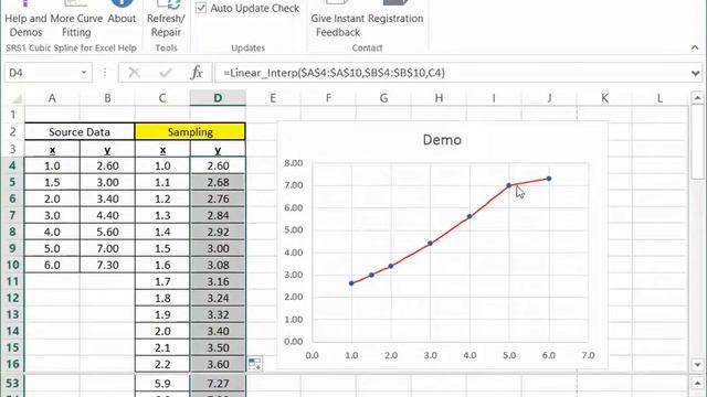 Spline Interpolations in Microsoft Excel For Free with SRS1 Cubic Spline for Excel смотреть онлайн