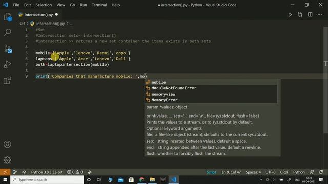 Set - Intersection sets- intersection() | Python | Coding смотреть онлайн
