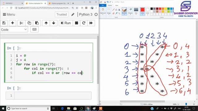 Star/Asterisk in "K" shape Python Pattern Programming. смотреть онлайн