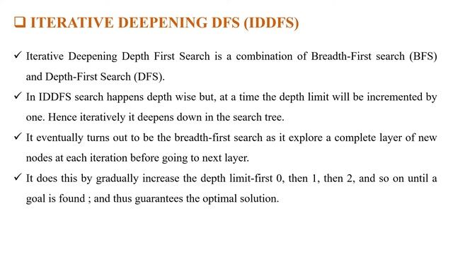 AI Unit:10 ITERATIVE DEEPENING DFS (IDDFS) смотреть онлайн