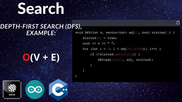 Depth-first search (DFS) example / C++, Arduino, ESP32, ESP8266, STM, AVR смотреть онлайн