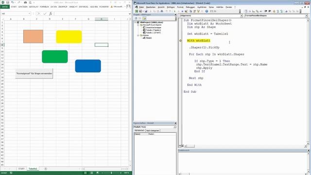 144. Excel-VBA: Interessantes Feature - den "Formatpinsel" von Excel auch für Shapes anwenden смотреть онлайн