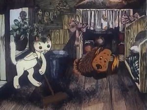 Как кошечка и собачка мыли пол