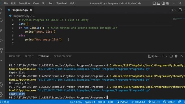 Python Program to Check If a List is Empty смотреть онлайн