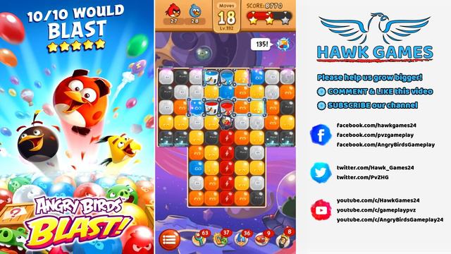 Angry Birds Blast Level 332 - 3 Stars Walkthrough, No Boosters смотреть онлайн