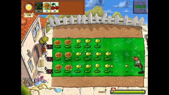 Растения против зомби (Plants vs Zombies) Прохождение главы 1 (1—5 уровни) смотреть онлайн