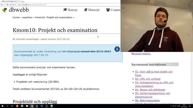 Genomgång 2017-02-28: OOPython kmom10 смотреть онлайн