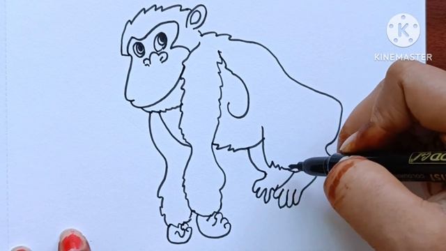 Gorilla Drawing ???.. G for Gorilla... ?. Animals drawing.. Wild animals drawing... смотреть онлайн
