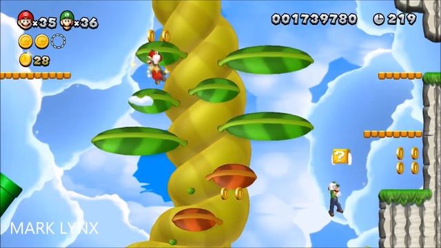 New Super Mario Bros. U - 3-Secret Level: Sparkling Waters (Skyward Stalk) ALL STAR COINS смотреть онлайн