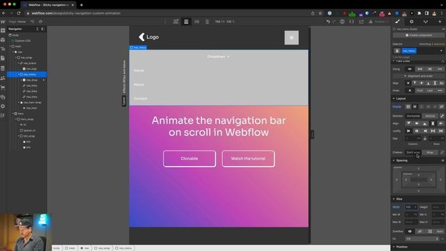 Build a STICKY NAVIGATION with CUSTOM SCROLL ANIMATION in Webflow step by step смотреть онлайн