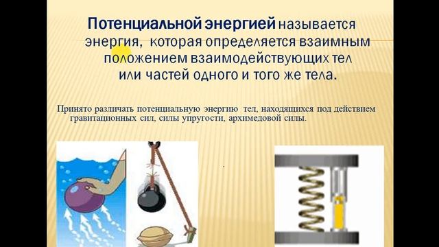 7 класс Энергия  Кинетическая энергия  Потенциальная энергия