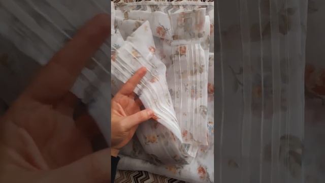 Красивая тюль на кухню или дачу шифон вуаль печать в стиле прованс мелкие розочки оранжевые. смотреть онлайн