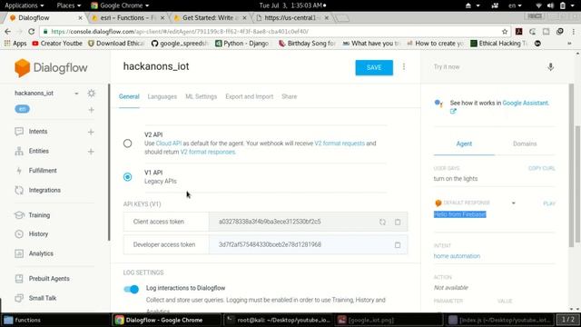 IOT Google Assistant Home Automation using Dialogflow api.ai & firebase step by step guide #part2 смотреть онлайн