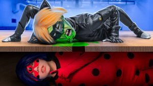 Cat Noir has become a zombie! Ladybug in the zombie apocalypse in real life!