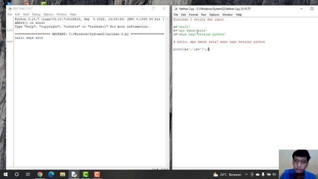 Belajar python dengan format string dan input смотреть онлайн