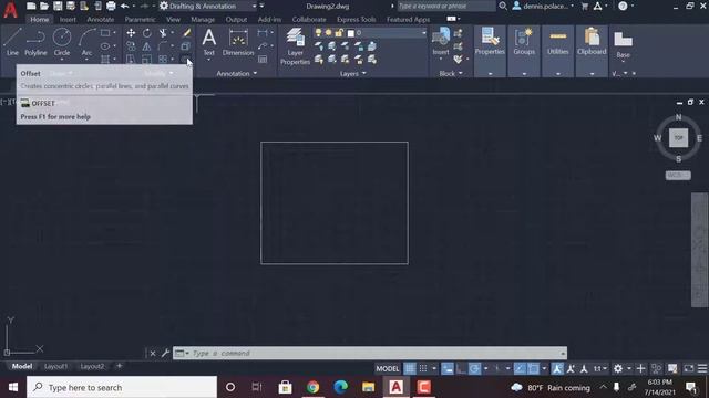 How to add An Offset in AutoCAD 2021 смотреть онлайн