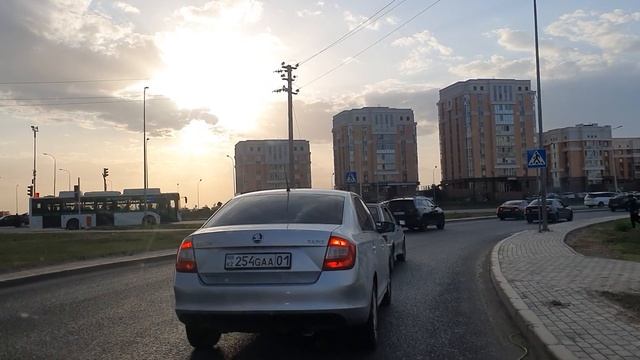 Целиноград Акмола Астана Нур-Султан Вечерний город. мало машин. ? смотреть онлайн