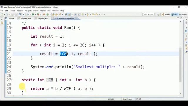 proj euler #5 smallest multiple in java смотреть онлайн