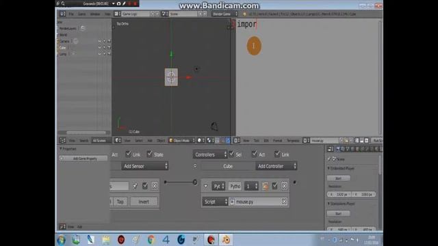 Blender Game Engine script python Mouse смотреть онлайн