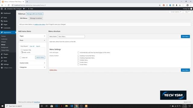 How To Create Menu In Wordpress | Wordpress Theme Development Part 43 | Tech Tian смотреть онлайн