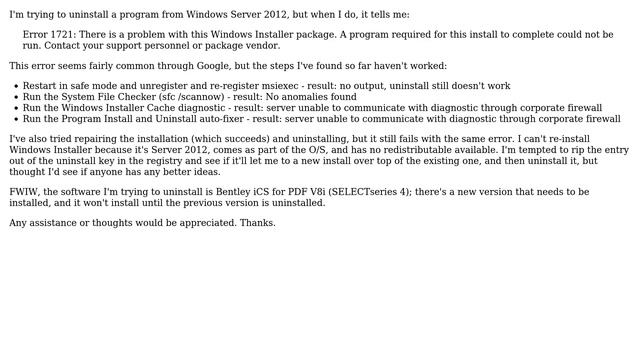 DevOps & SysAdmins: Windows Installer Error 1721 on uninstall смотреть онлайн
