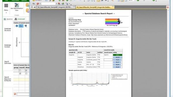 Spectragryph - using the spectral database features