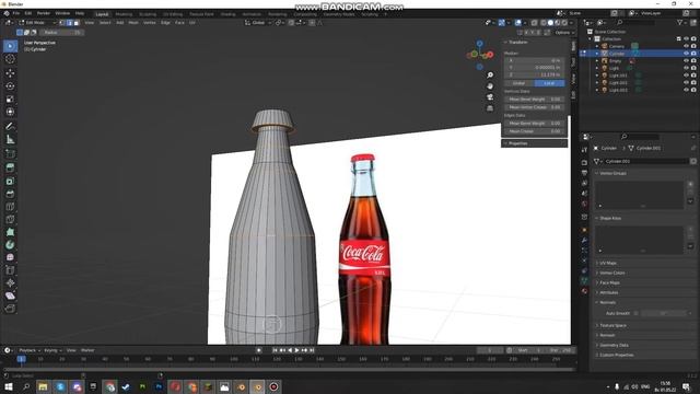 МОДЕЛИРОВАНИЕ БУТЫЛКИ COKA-COLA В BLENDER . 1 ЧАСТЬ БАЗОВЫЙ МЕШ. смотреть онлайн