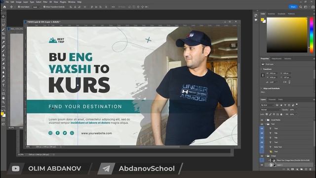 PHOTOSHOP Online Darsligi 2023 / Youtube thumbnail / smm photoshop смотреть онлайн