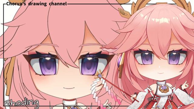 Yae Miko chibi drawing - Genshin Impact смотреть онлайн