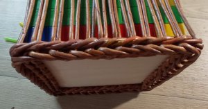 МК. Оплести фанерное дно бумажной лозой. #178